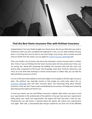 Find the Best Home Insurance Plan with Kirkham Insurance