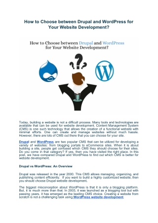 How to Choose between Drupal and WordPress for Your Website Development?