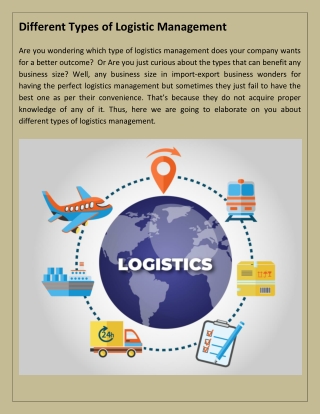 Different Types of Logistic Management