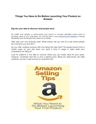 Things You Have to Do Before Launching Your Product on Amazon