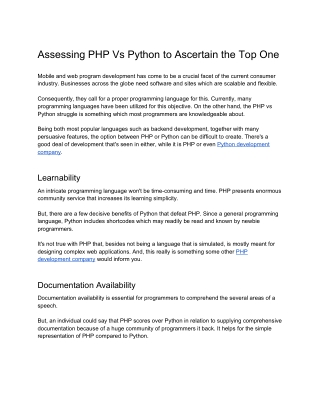 Assessing PHP Vs Python to Ascertain the Top One