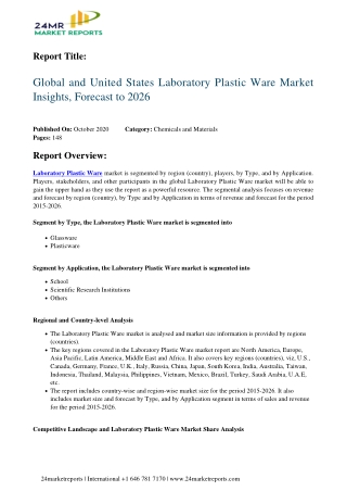 Laboratory Plastic Ware Market Insights, Forecast to 2026