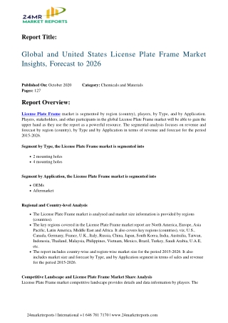 License Plate Frame Market Insights, Forecast to 2026