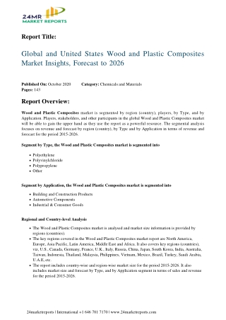 Wood and Plastic Composites Market Insights, Forecast to 2026