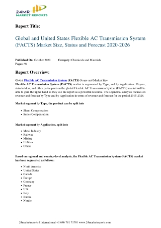 Flexible AC Transmission System (FACTS) Market Size, Status and Forecast 2020-2026