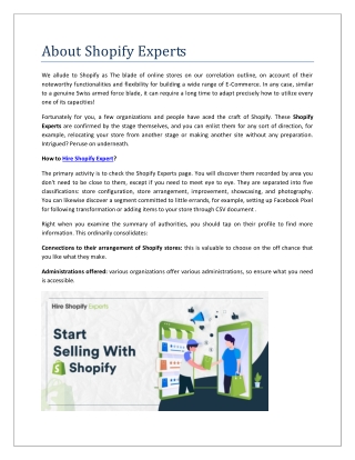 About Shopify Experts