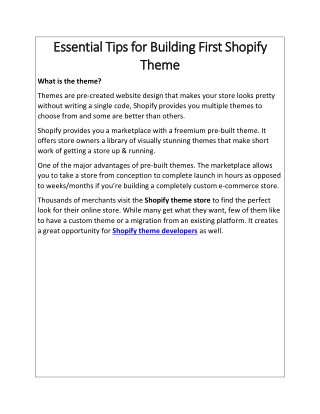 Essential Tips for Building First Shopify Theme
