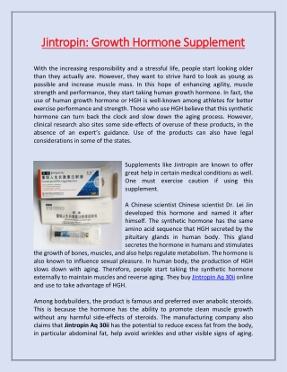 Jintropin: Growth Hormone Supplement