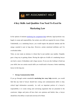4 Key Skills and Qualities You Need to Excel in Marketing Law