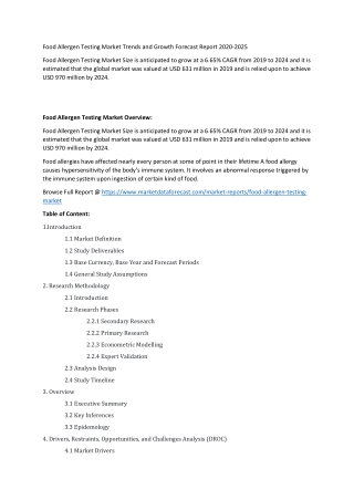 Food Allergen Testing Market Report 2020-2025