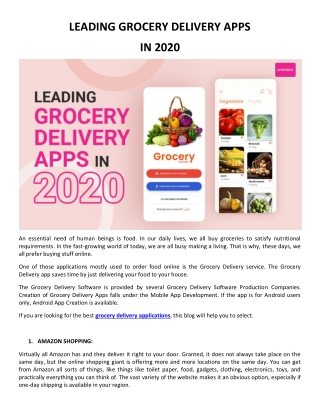 LEADING GROCERY DELIVERY APPS IN 2020