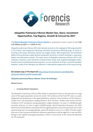 Idiopathic pulmonary fibrosis market new business opportunities &amp; investment research report 2027