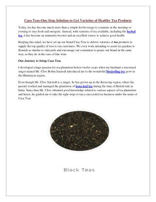 Casa Teas - Premium Teas from Darjeeling & Assam