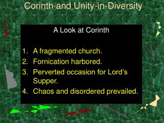 Corinth and Unity-in-Diversity