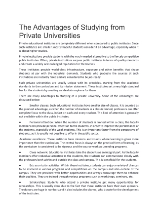 The Advantages of Studying from Private Universities