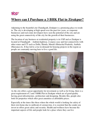 Where can I Purchase a 3 BHK Flat in Zirakpur?