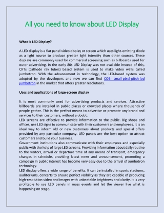 All you need to know about LED Display