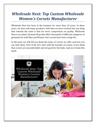 Wholesale Next: Top Custom Wholesale Women's Corsets Manufacturer