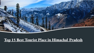 Top 15 Best Tourist Place in Himachal Pradesh