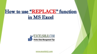 How to use “REPLACE” function in MS Excel | ExcelSirJi