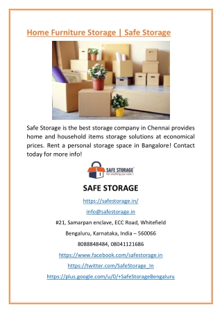 Home Furniture Storage | Safe Storage