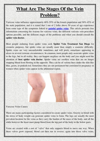 What Are The Stages Of the Vein Problem?