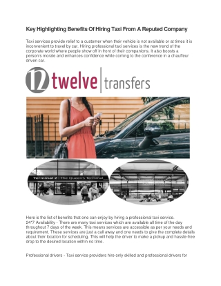 Taxi London To Heathrow | Twelvetransfers.co.uk