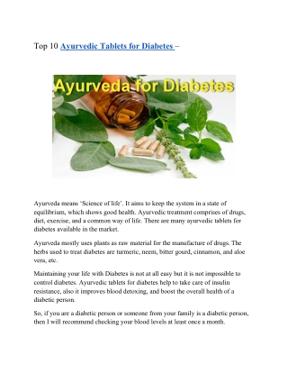 Ayurvedic Tablets for Diabetes