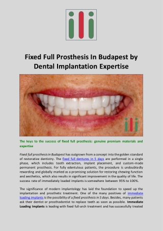 Fixed Full Prosthesis In Budapest by Dental Implantation Expertise