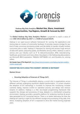 Hadoop big data analytics market popular trends &amp; technological advancements to watch out for near future; global in
