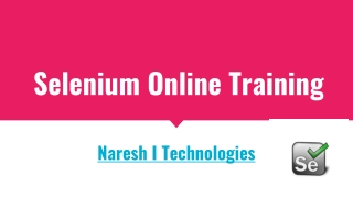 Selenium Objectives- Selenium Online Training