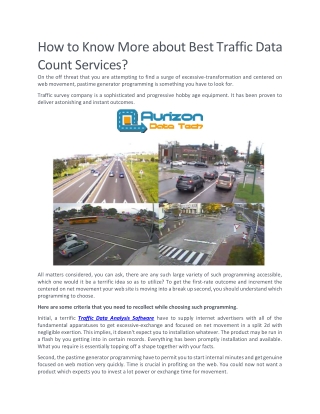 Traffic Survey Company and Solution Provider