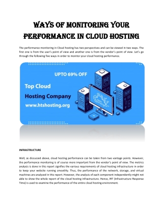 Ways of Monitoring your Performance in Cloud Hosting