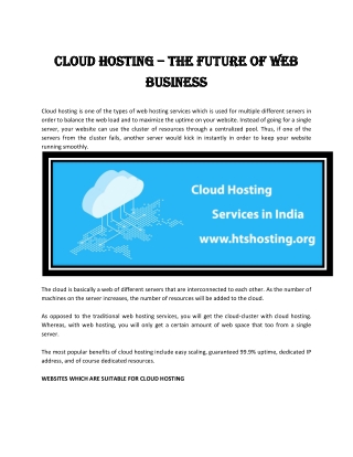 Cloud Hosting – The future of Web Business