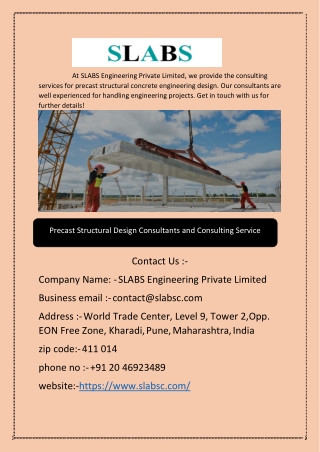 Precast Structural Design Consultants and Consulting Service