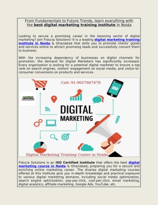 From Fundamentals to Future Trends, learn everything with the best digital marketing training institute in Noida