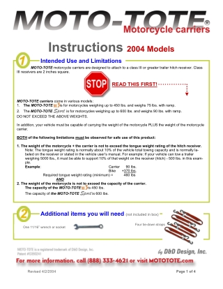 User Manual for MotoTote 2004-2008 Carrier Models