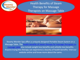 Health Benefits of Steam Therapy for Massage Therapists on Massage Table