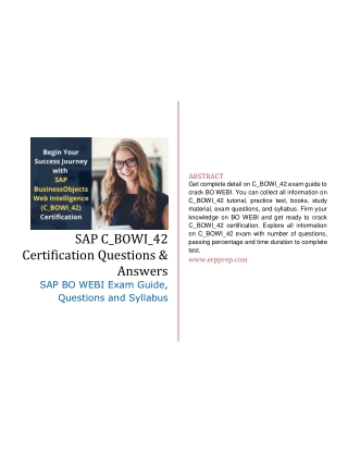 SAP BO WEBI C_BOWI_42 Certification Questions & Answers [PDF]