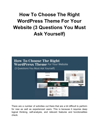 How To Choose The Right WordPress Theme For Your Website (3 Questions You Must Ask Yourself)