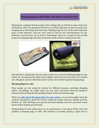 Sleeping Bags for Sale Online- The Most Convenient Way