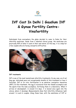 IVF Cost In Delhi | Gaudium IVF & Gynae Fertility Centre- Vinsfertility