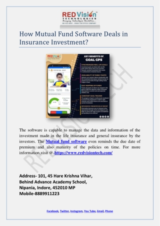 How Mutual Fund Software Deals in Insurance Investment?