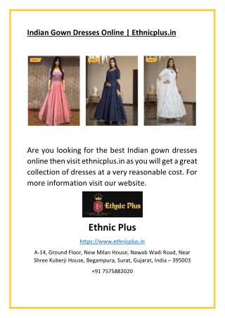 Indian Gown Dresses Online | Ethnicplus.in