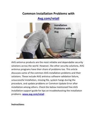 Common Installation Problems with Avg.com/retail