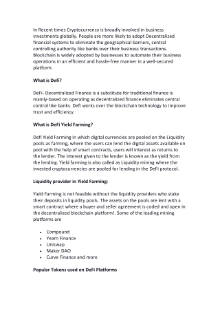 What is DeFi yield farming?