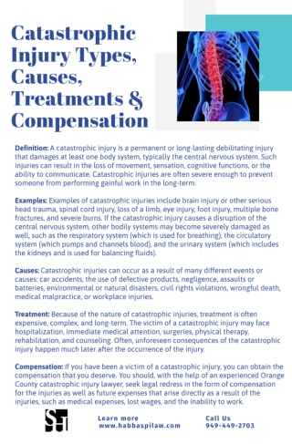 Types of Catastrophic Injury, Causes, Treatments and Compensation