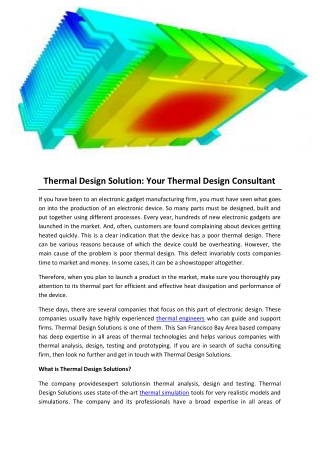 Thermal Design Solution- Your Thermal Design Consultant