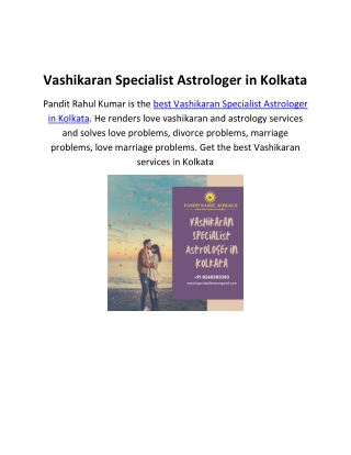 Vashikaran Specialist Astrologer in Kolkata