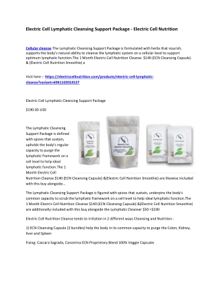 Electric Cell Lymphatic Cleansing Support Package - Electric Cell Nutrition